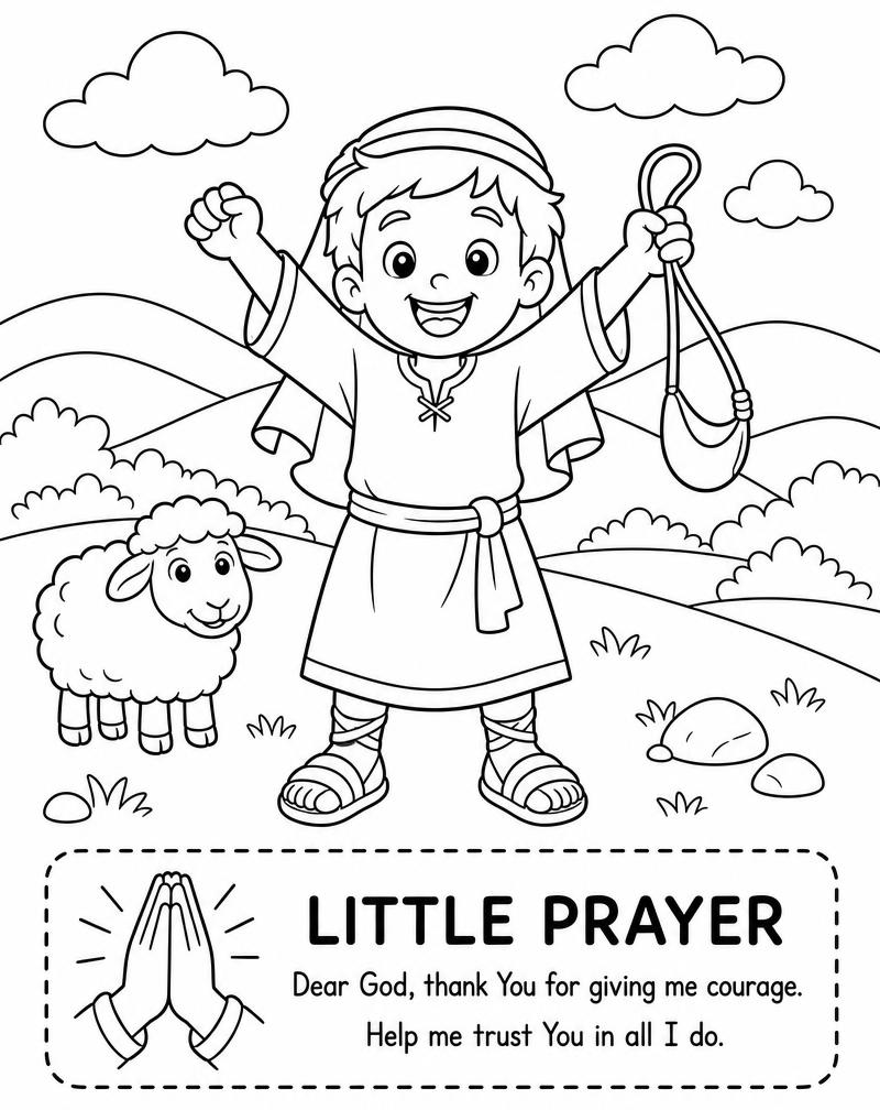 Sample coloring page with a little prayer